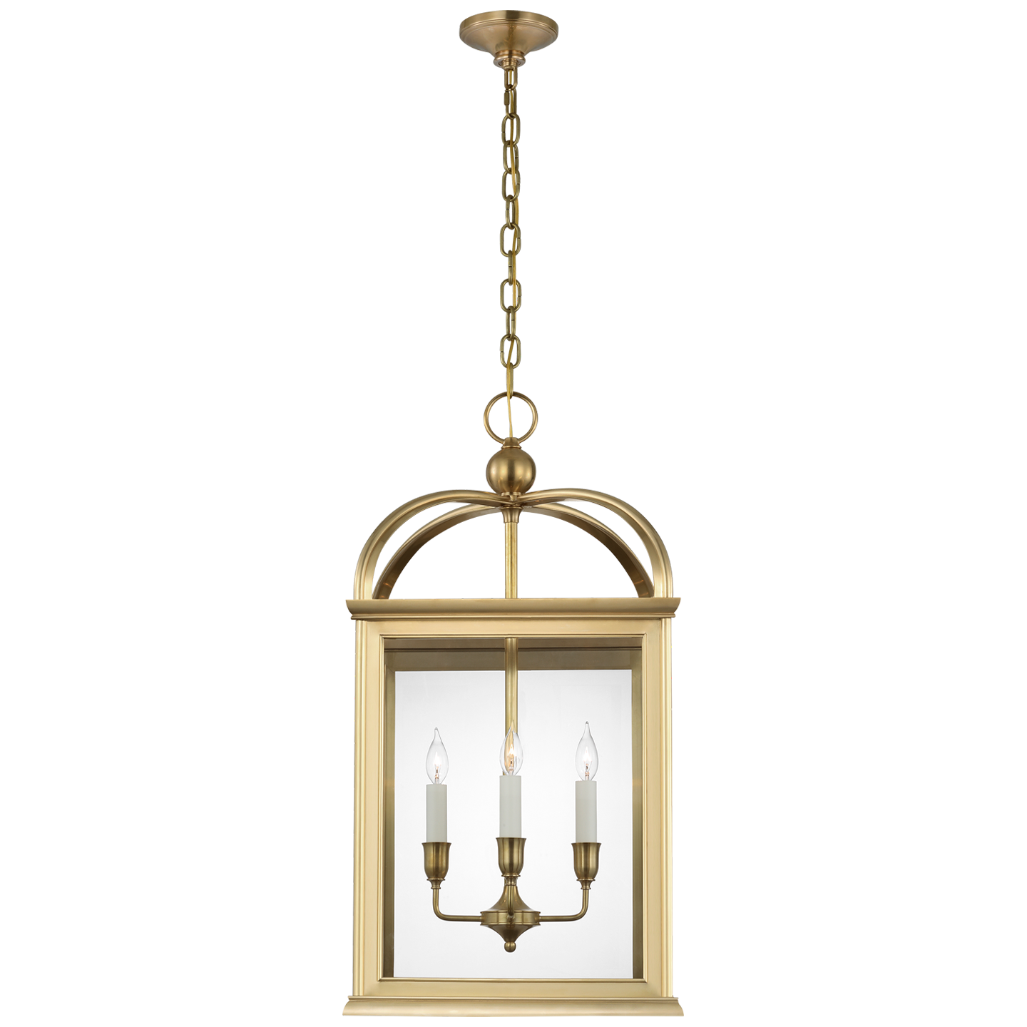 Rhoades 19" Lantern | Natural Brass | Clear Glass
