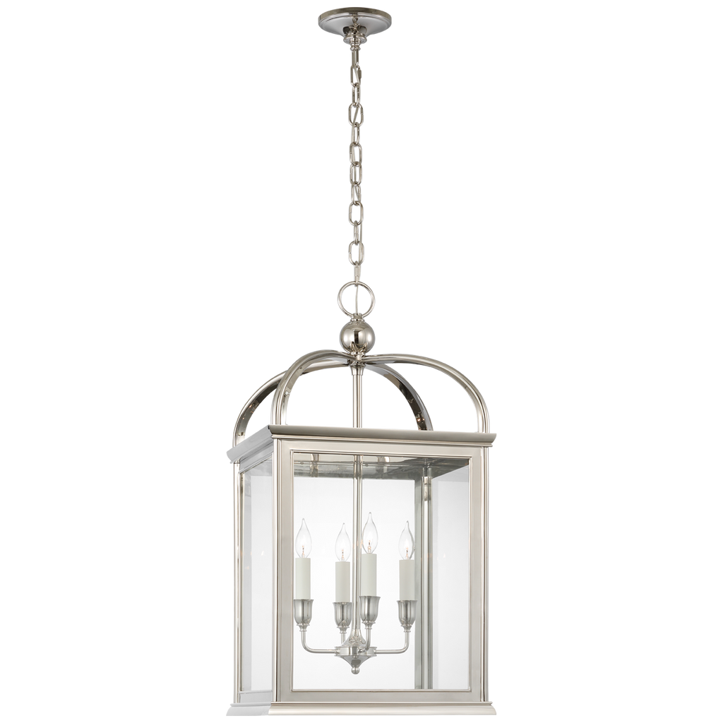 Rhoades 19" Lantern | Polished Nickel | Clear Glass