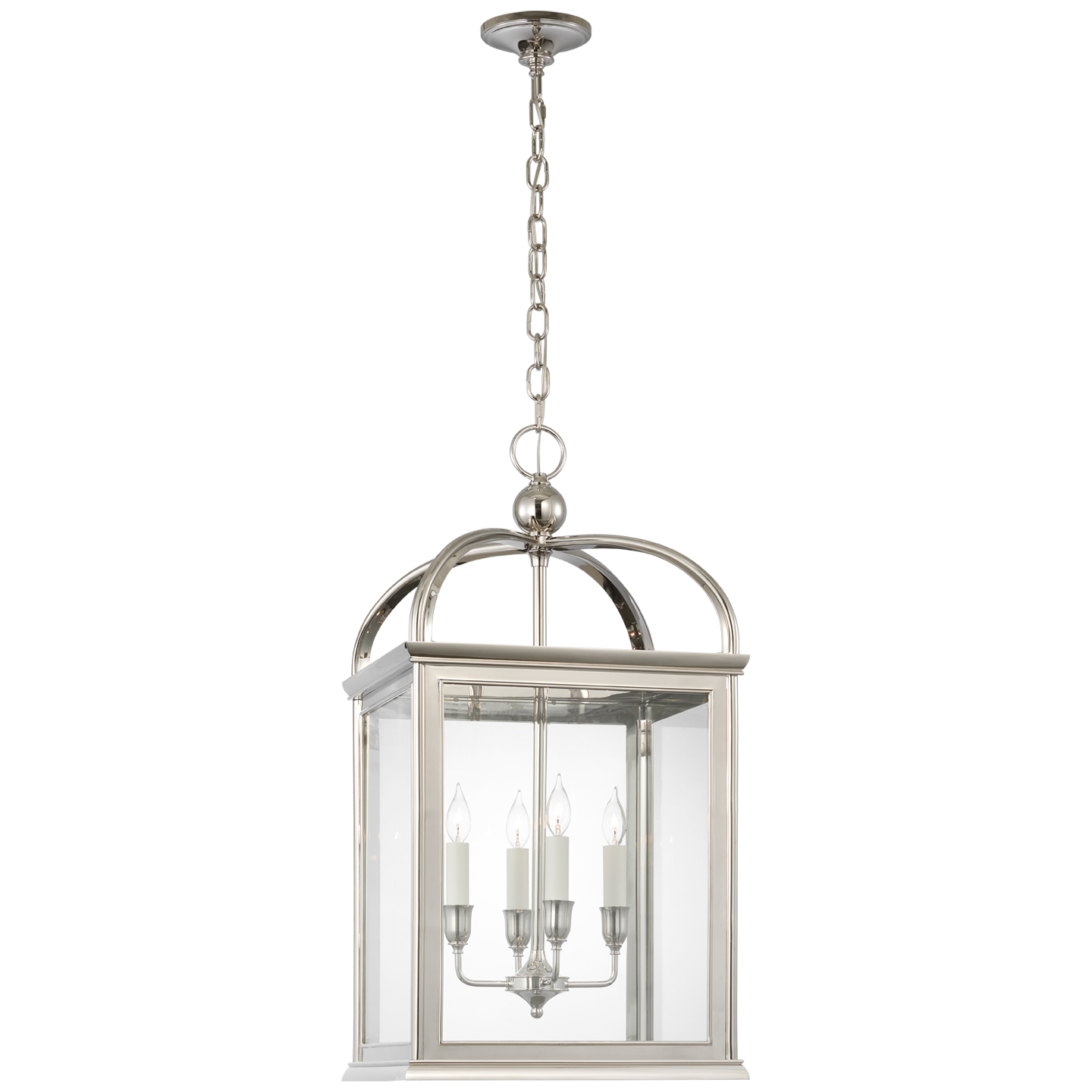 Rhoades 19" Lantern | Polished Nickel | Clear Glass