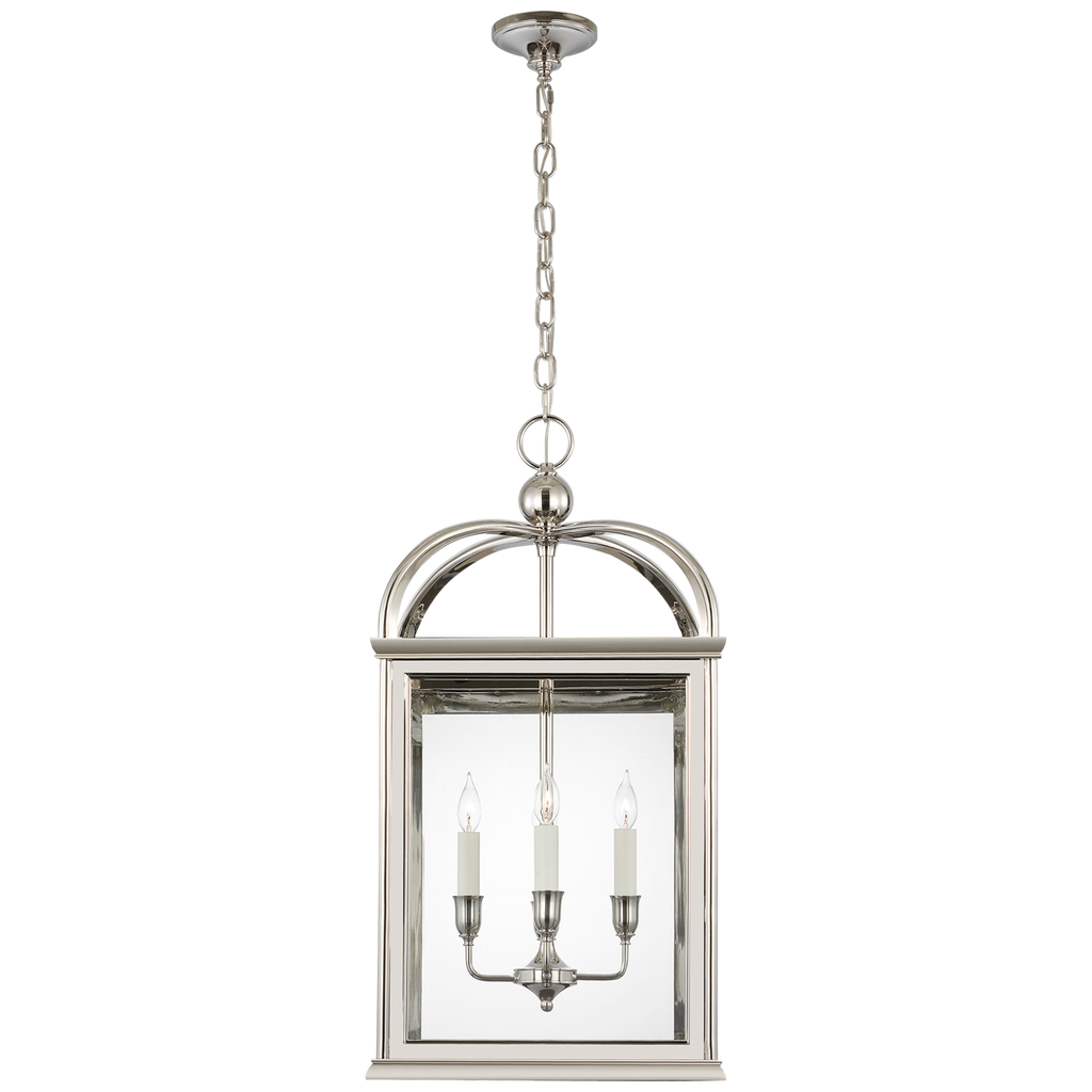 Rhoades 19" Lantern | Polished Nickel | Clear Glass