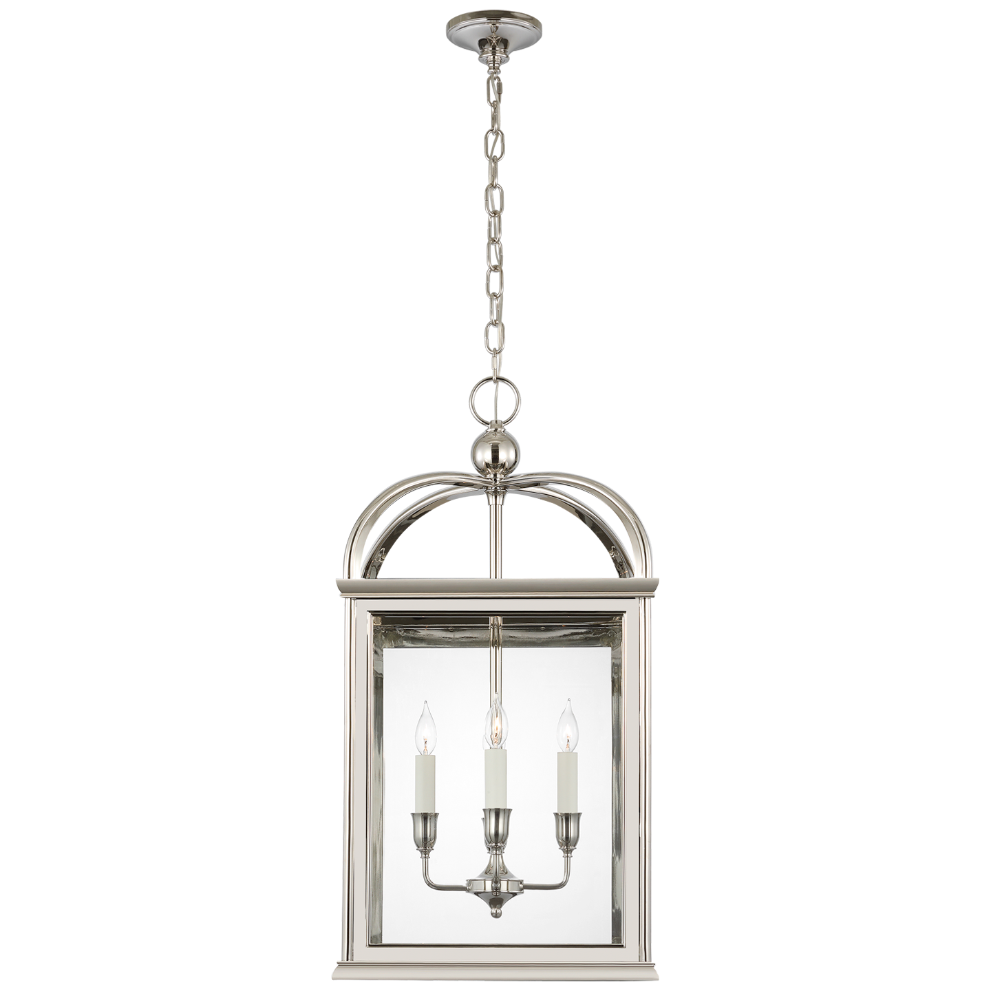 Rhoades 19" Lantern | Polished Nickel | Clear Glass