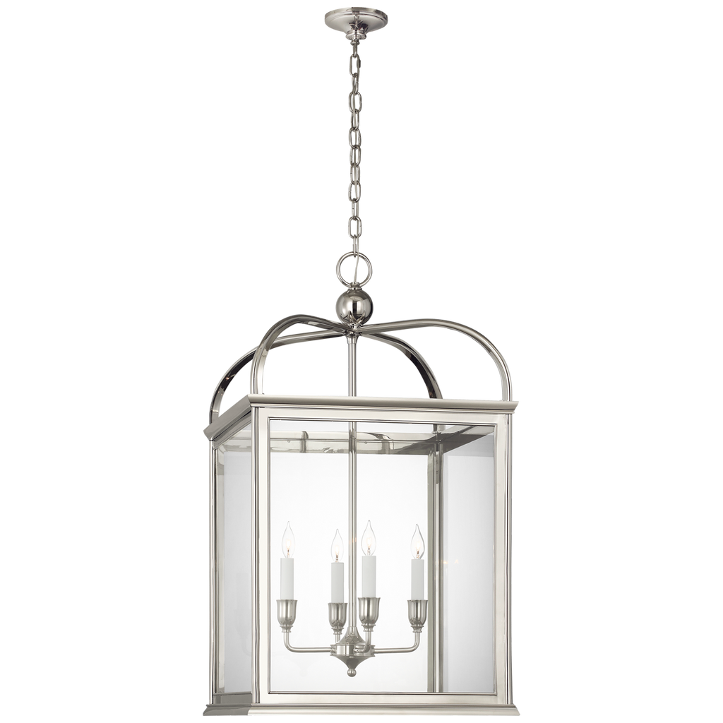 Rhoades 25" Lantern | Polished Nickel | Clear Glass