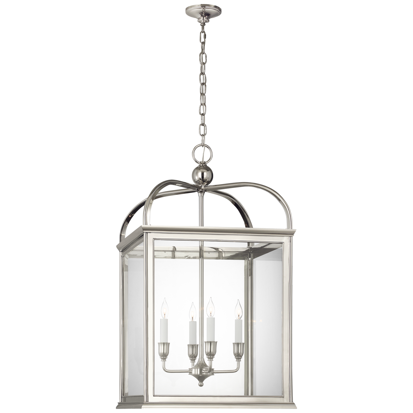 Rhoades 25" Lantern | Polished Nickel | Clear Glass