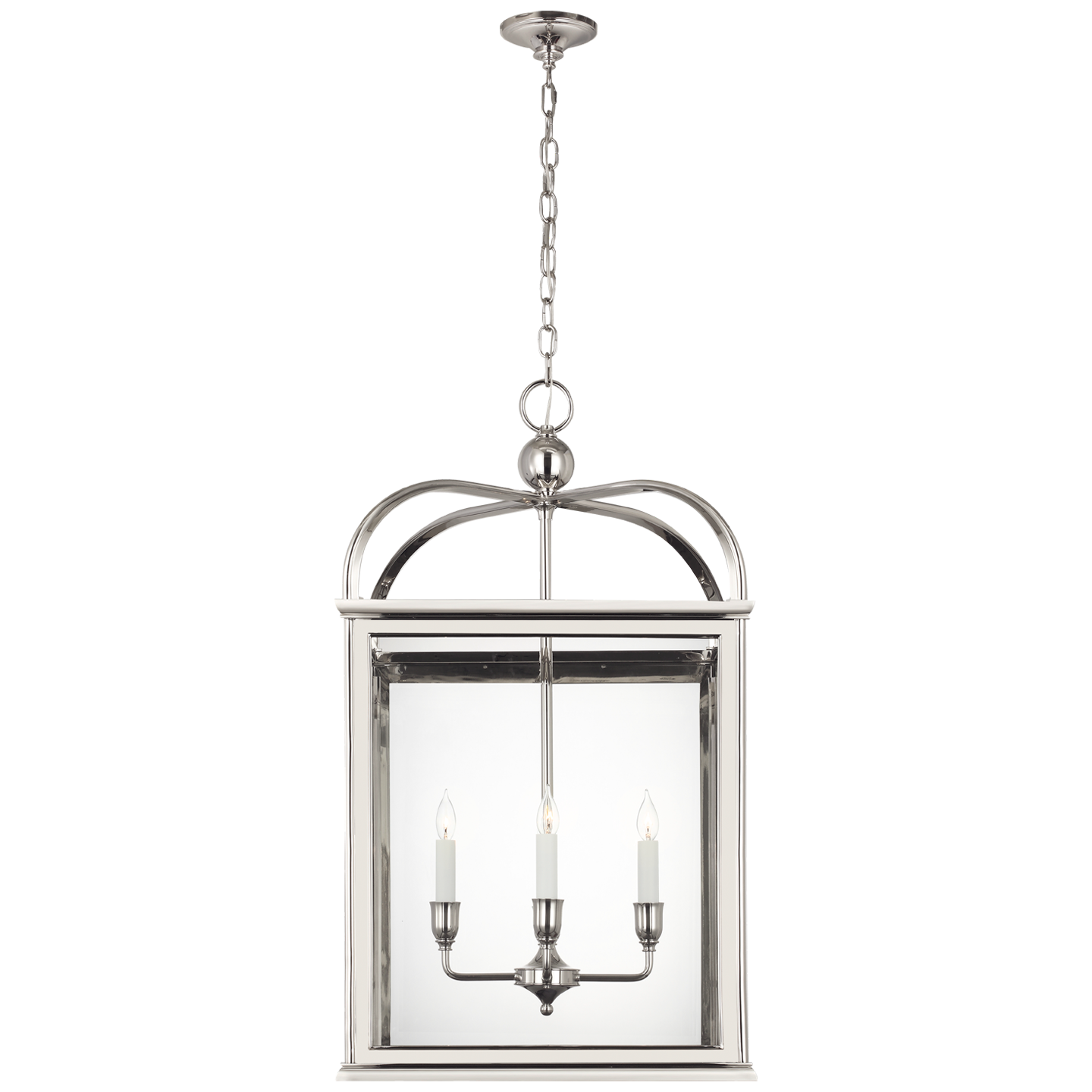 Rhoades 25" Lantern | Polished Nickel | Clear Glass