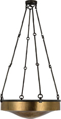 Ancram Medium Uplight Chandelier | Natural Brass and Aged Iron