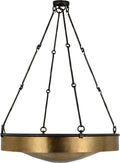 Ancram Large Uplight Chandelier | Natural Brass and Aged Iron