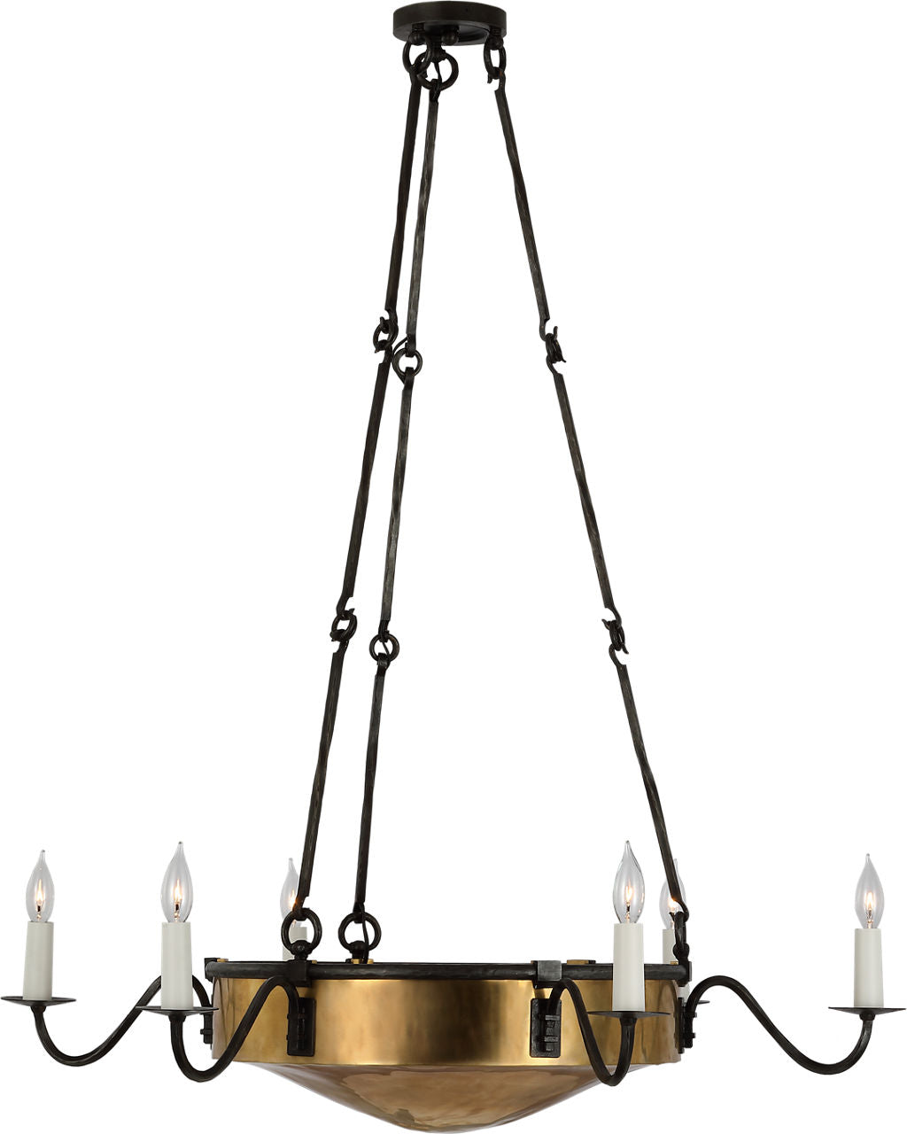 Ancram Large Empire Chandelier | Natural Brass and Aged Iron