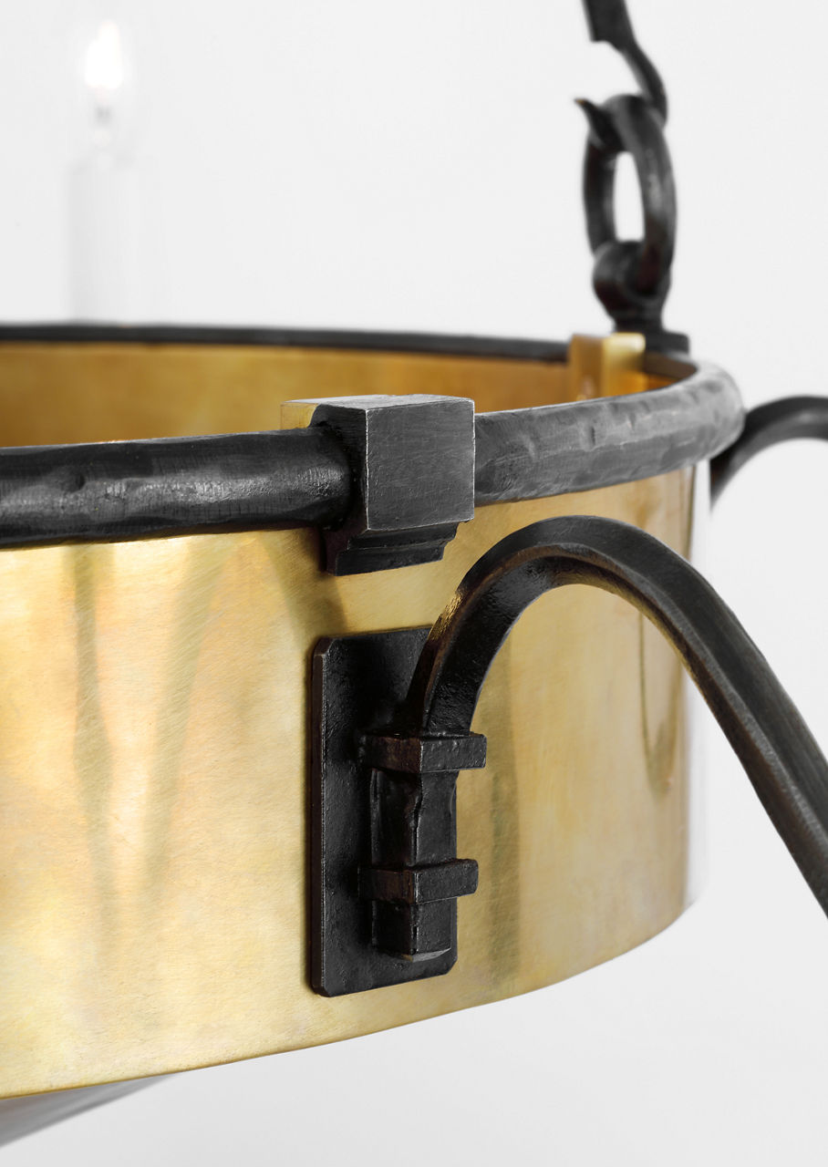 Ancram Large Empire Chandelier | Natural Brass and Aged Iron