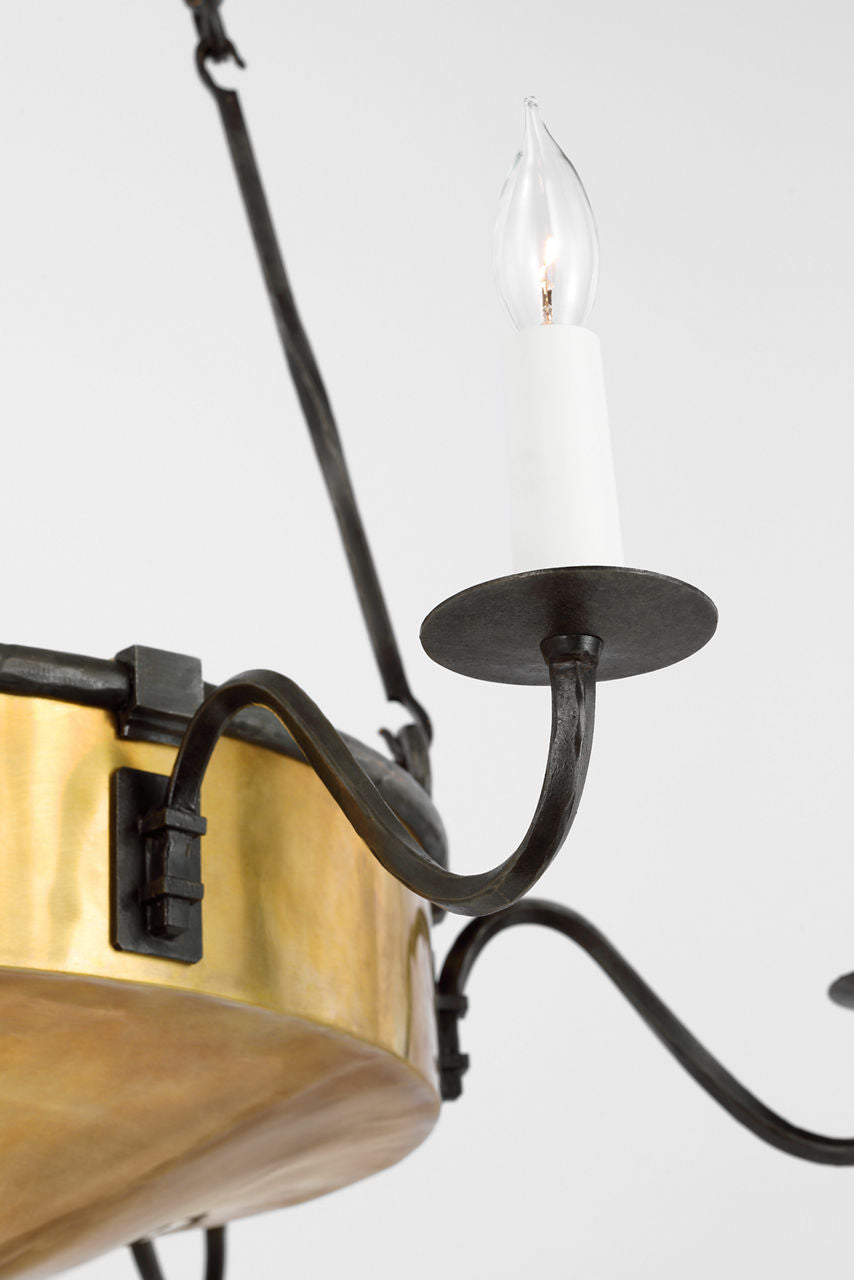 Ancram Large Empire Chandelier | Natural Brass and Aged Iron