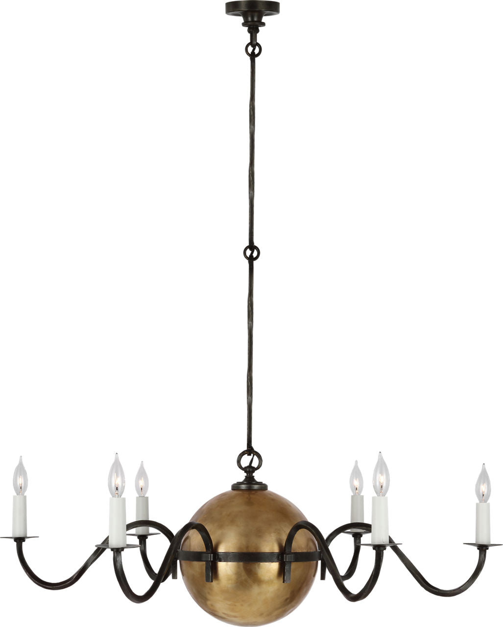 Ancram XL Chandelier | Natural Brass and Aged Iron