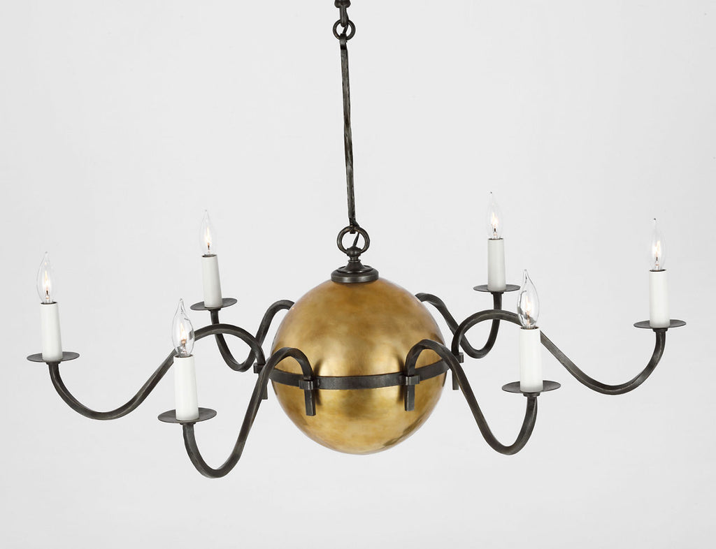 Ancram XL Chandelier | Natural Brass and Aged Iron