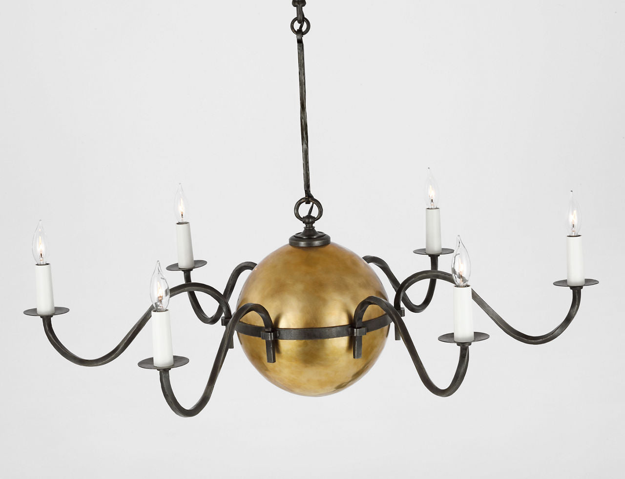Ancram XL Chandelier | Natural Brass and Aged Iron