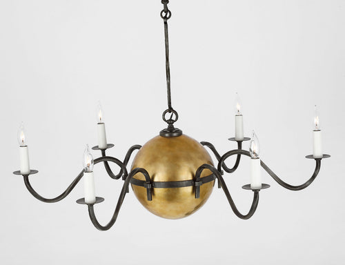 Ancram XL Chandelier | Natural Brass and Aged Iron