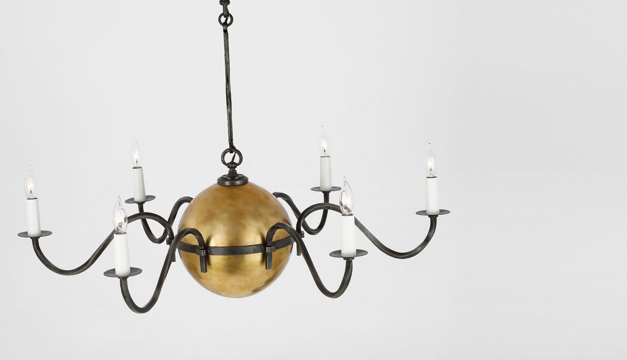 Ancram XL Chandelier | Natural Brass and Aged Iron