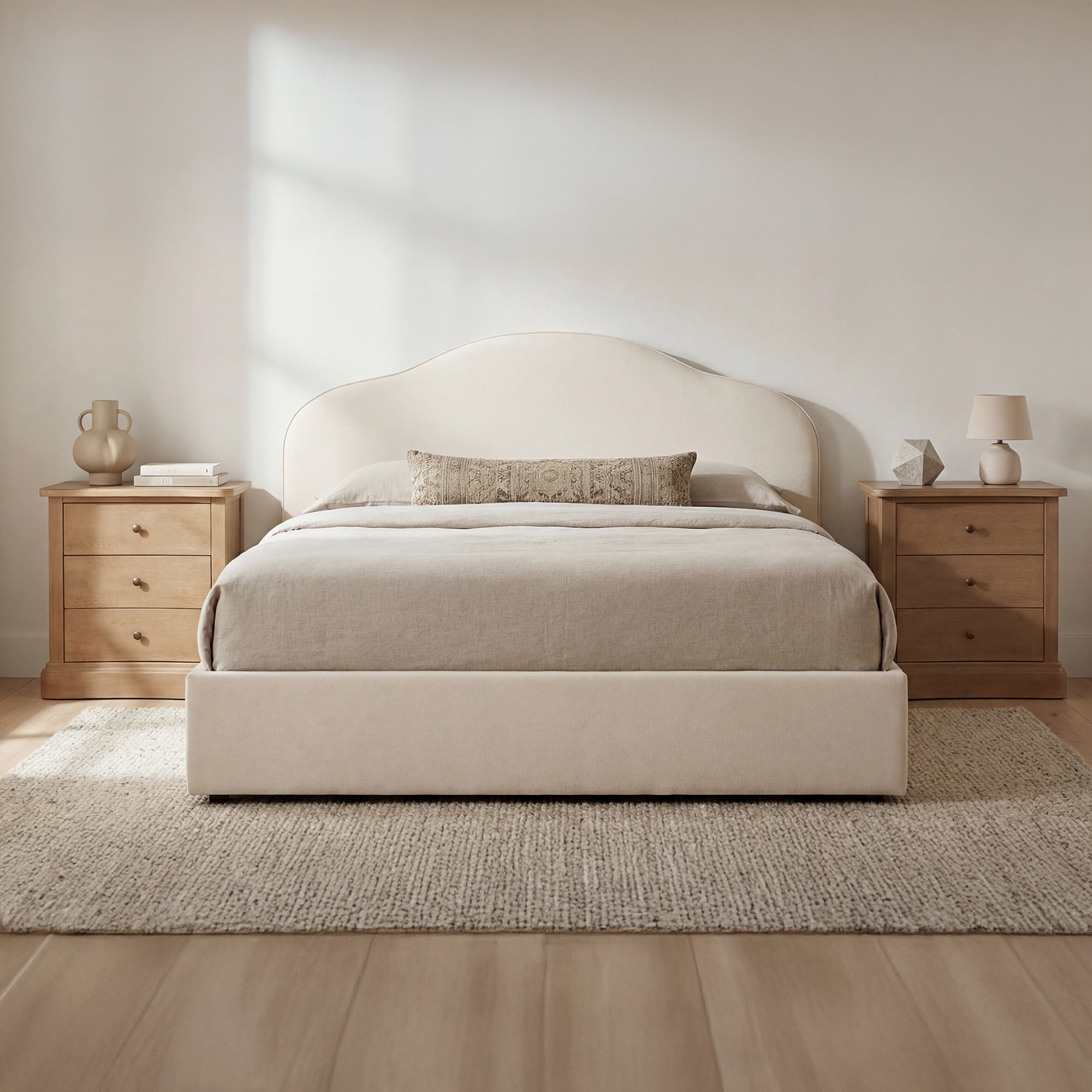 Maggie King Storage Bed Cream