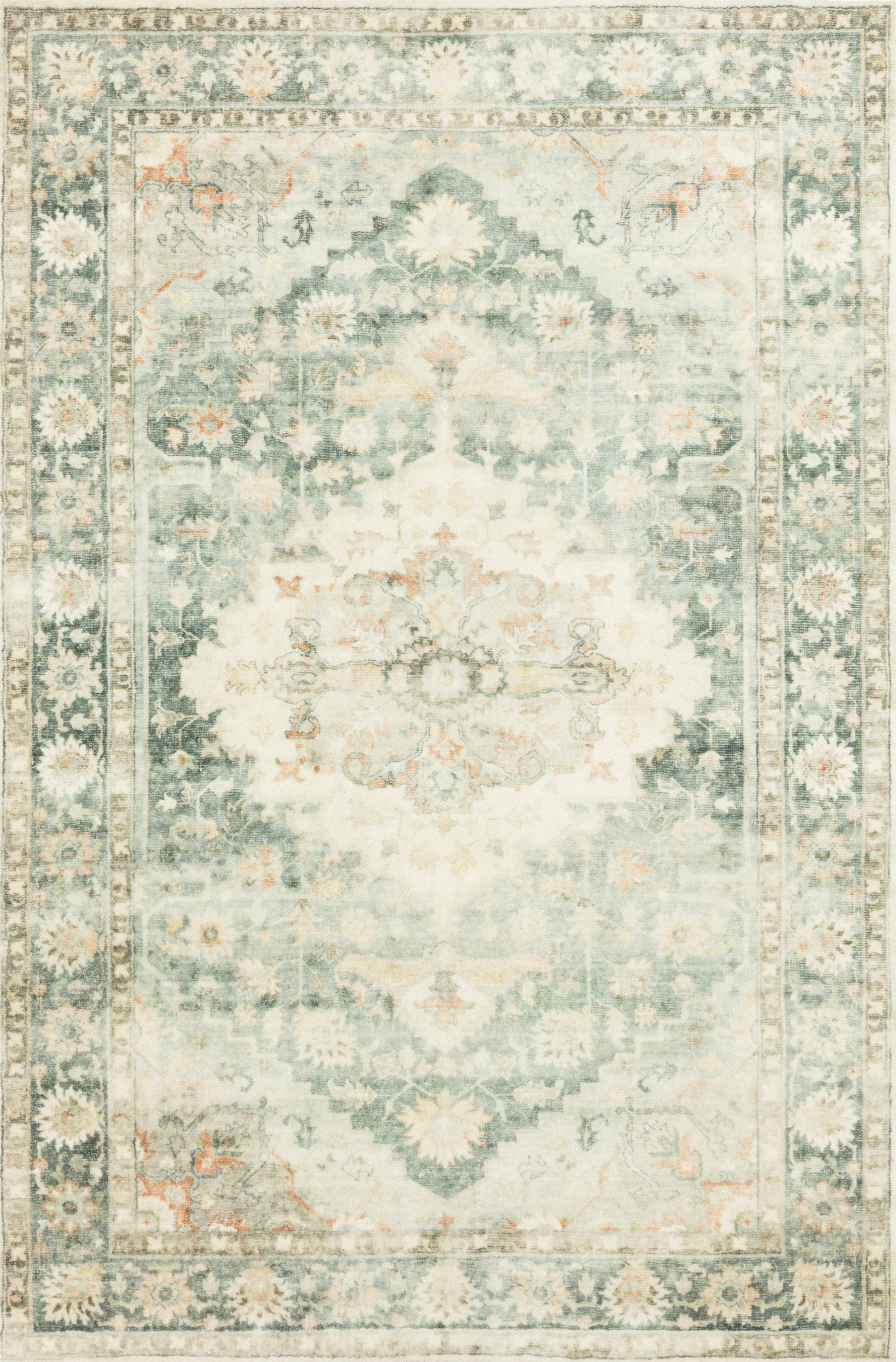 Loloi II | Rosette Collection | Teal / Ivory | ROS-08