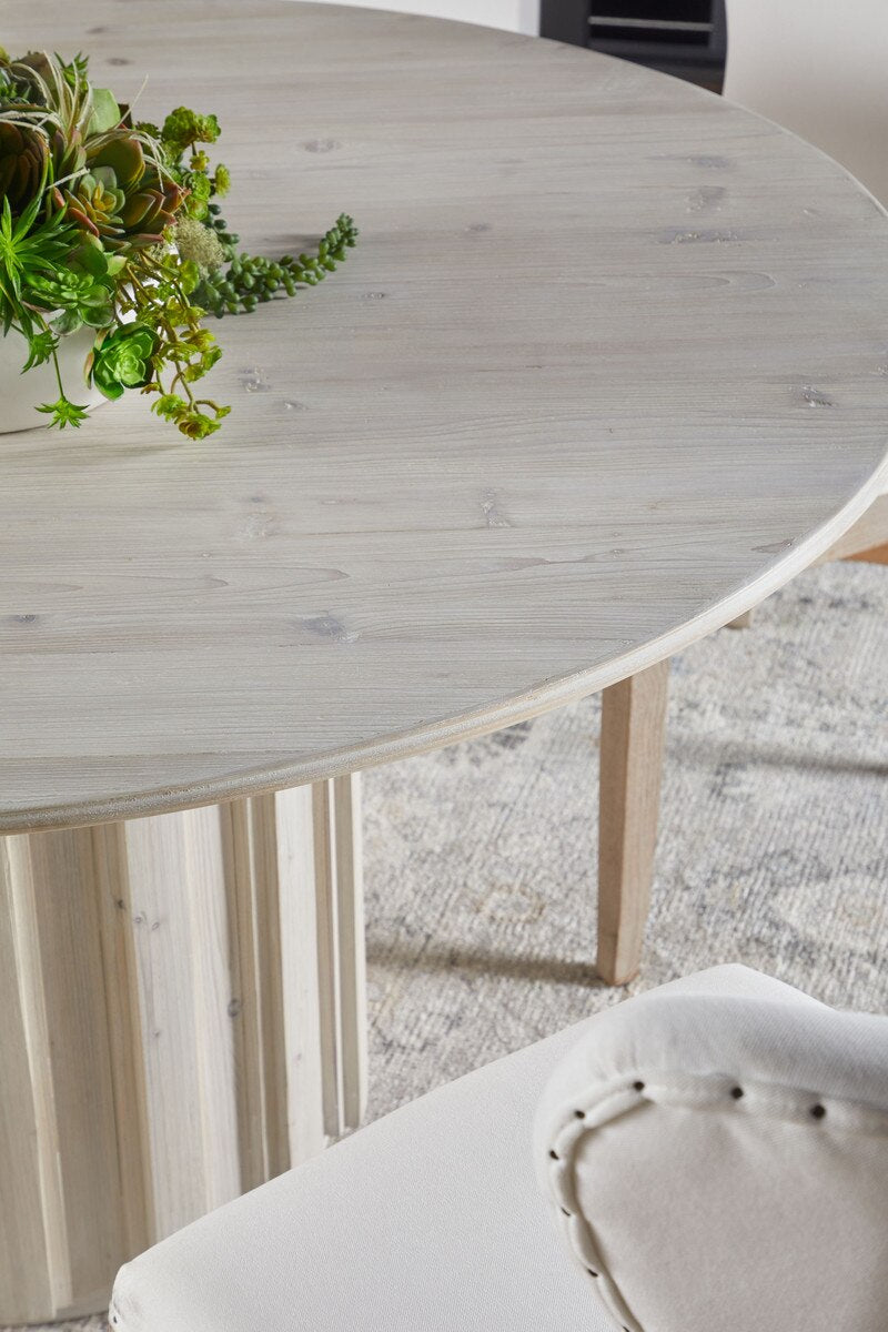 Roma 54" Round Dining Table | White Wash Pine