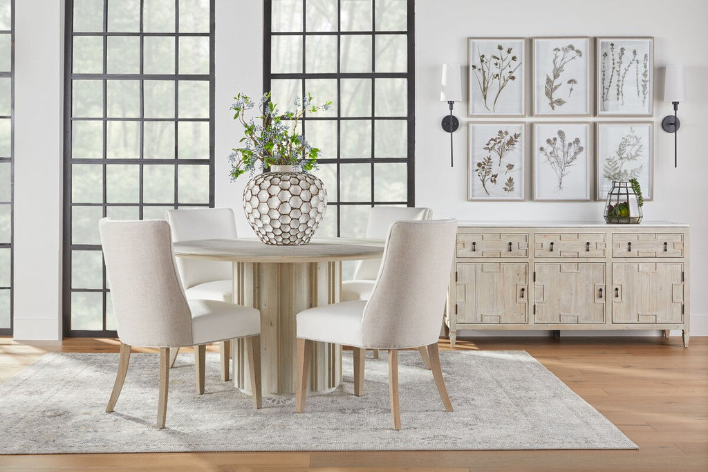 Roma 54" Round Dining Table | White Wash Pine