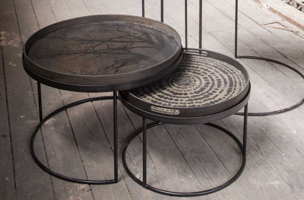 Tree Tray | Varnished Wood | Black | Round | L