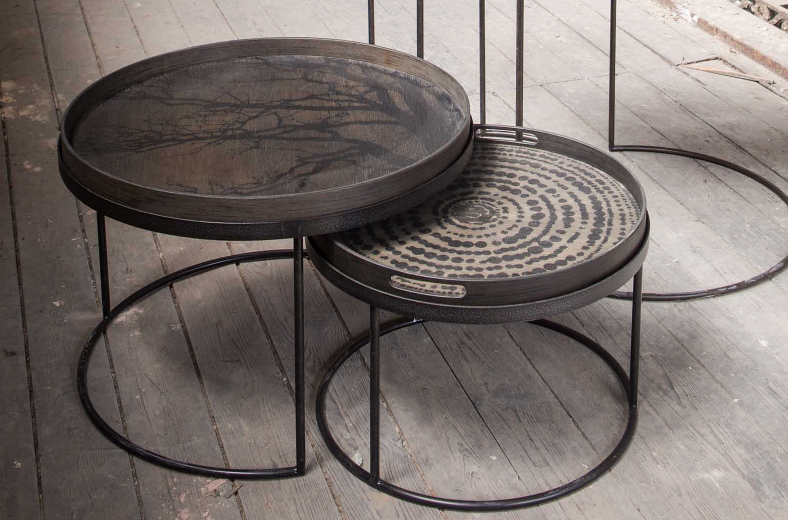 Tree Tray | Varnished Wood | Black | Round | L