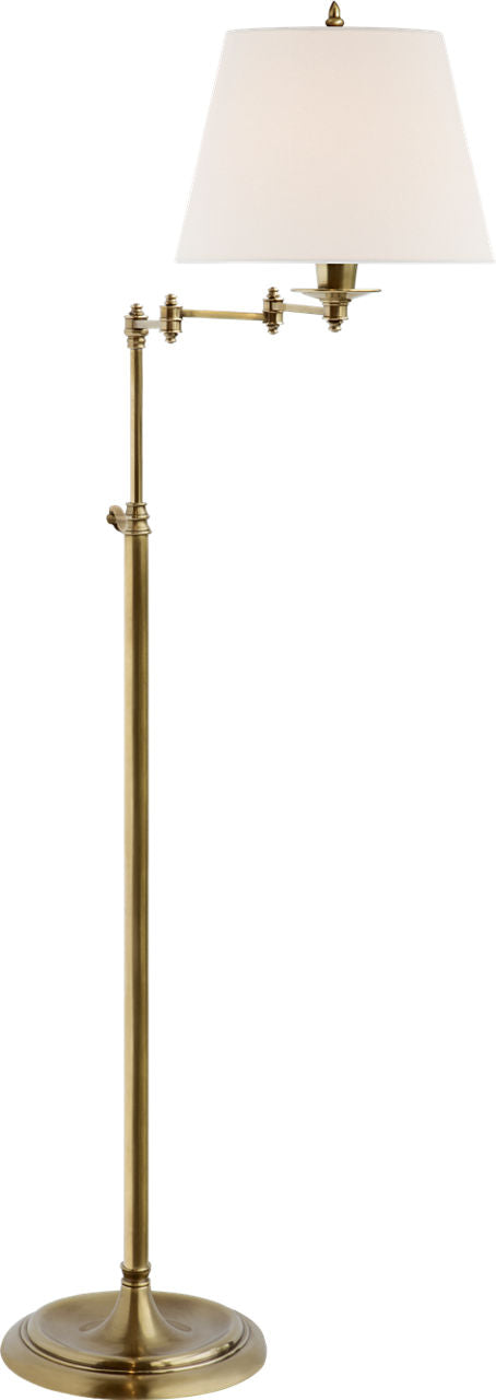 Triple Swing Arm Floor Lamp | Hand-Rubbed Antique Brass | Linen Shade 2