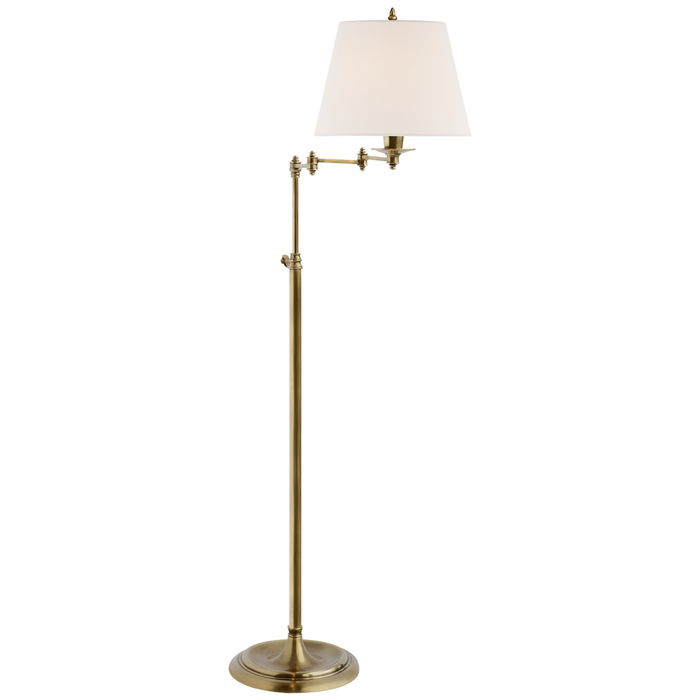 Triple Swing Arm Floor Lamp | Hand-Rubbed Antique Brass | Linen Shade 2