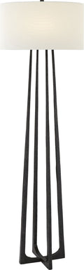 Scala Large Hand-Forged Floor Lamp | Aged Iron | Linen Shade