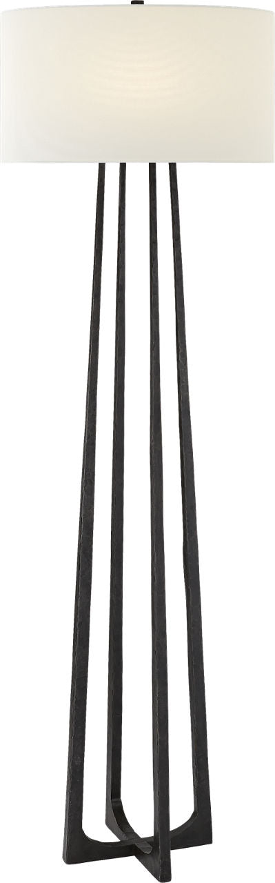 Scala Large Hand-Forged Floor Lamp | Aged Iron | Linen Shade
