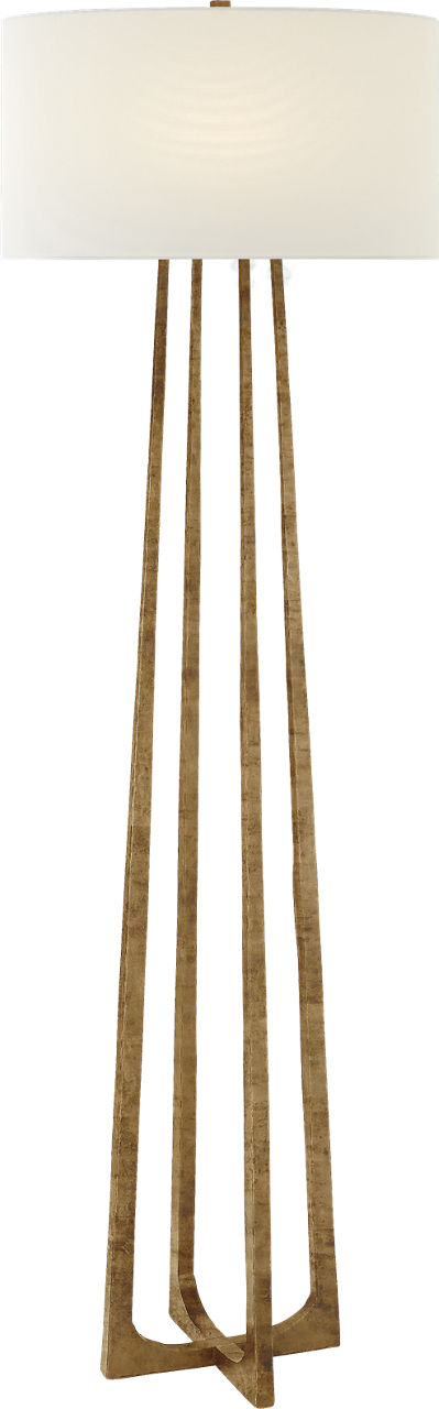 Scala Large Hand-Forged Floor Lamp | Gilded Iron | Linen Shade