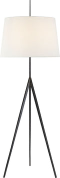 Triad Hand-Forged Floor Lamp | Aged Iron | Linen Shade