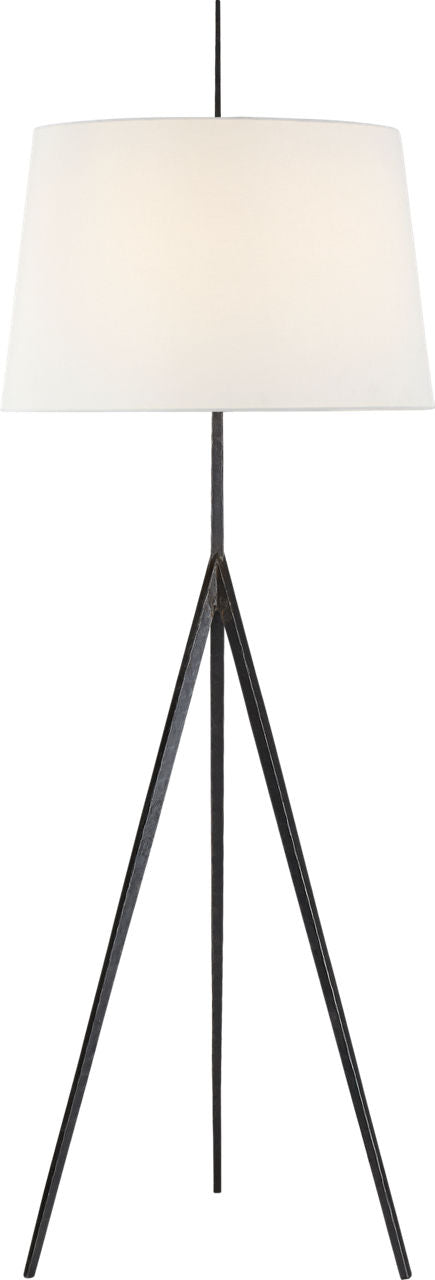 Triad Hand-Forged Floor Lamp | Aged Iron | Linen Shade