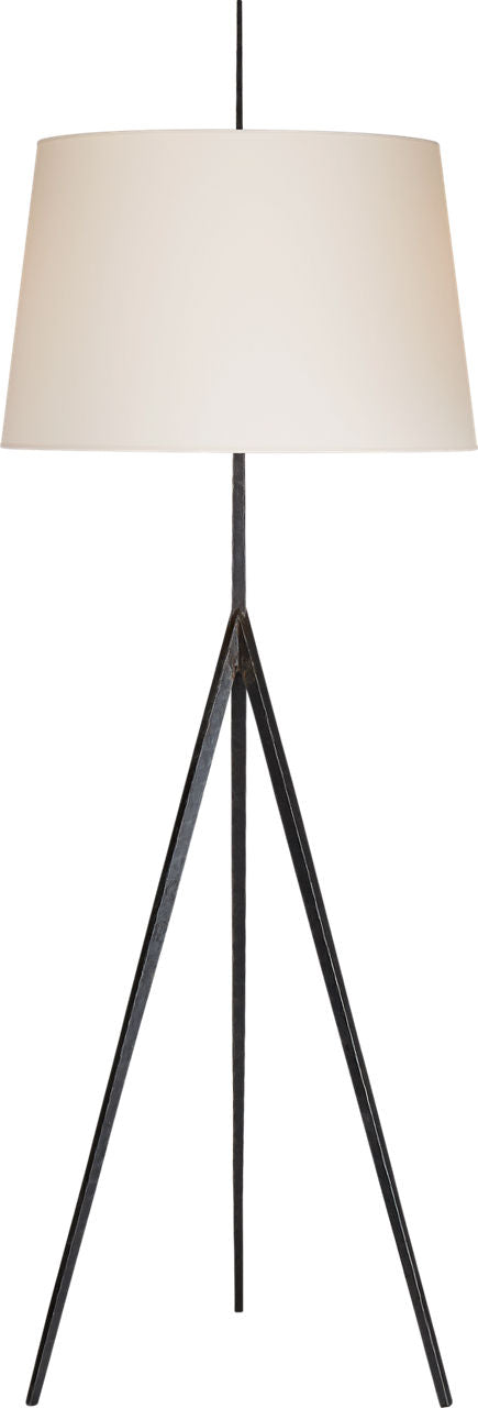Triad Hand-Forged Floor Lamp | Aged Iron | Natural Percale Shade