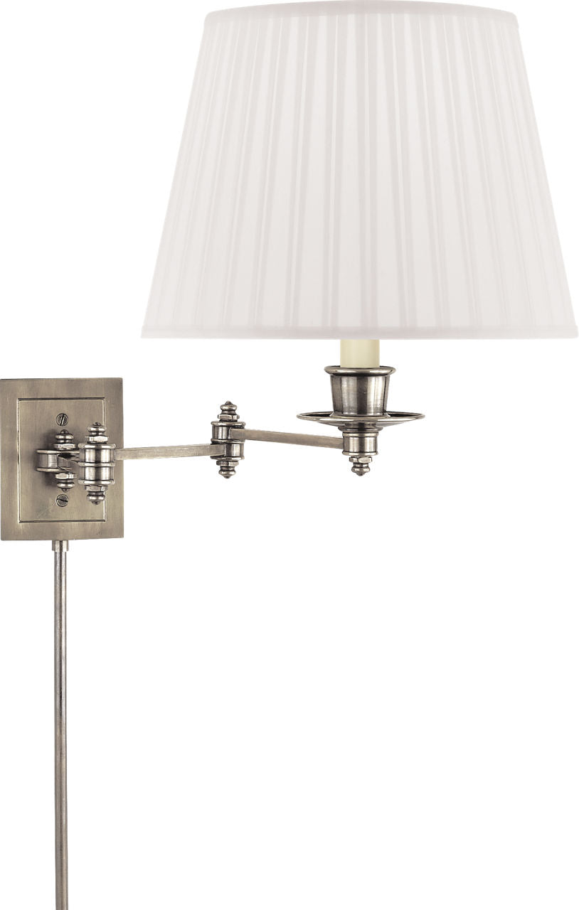 Triple Swing Arm Wall Lamp | Antique Nickel | Silk Shade