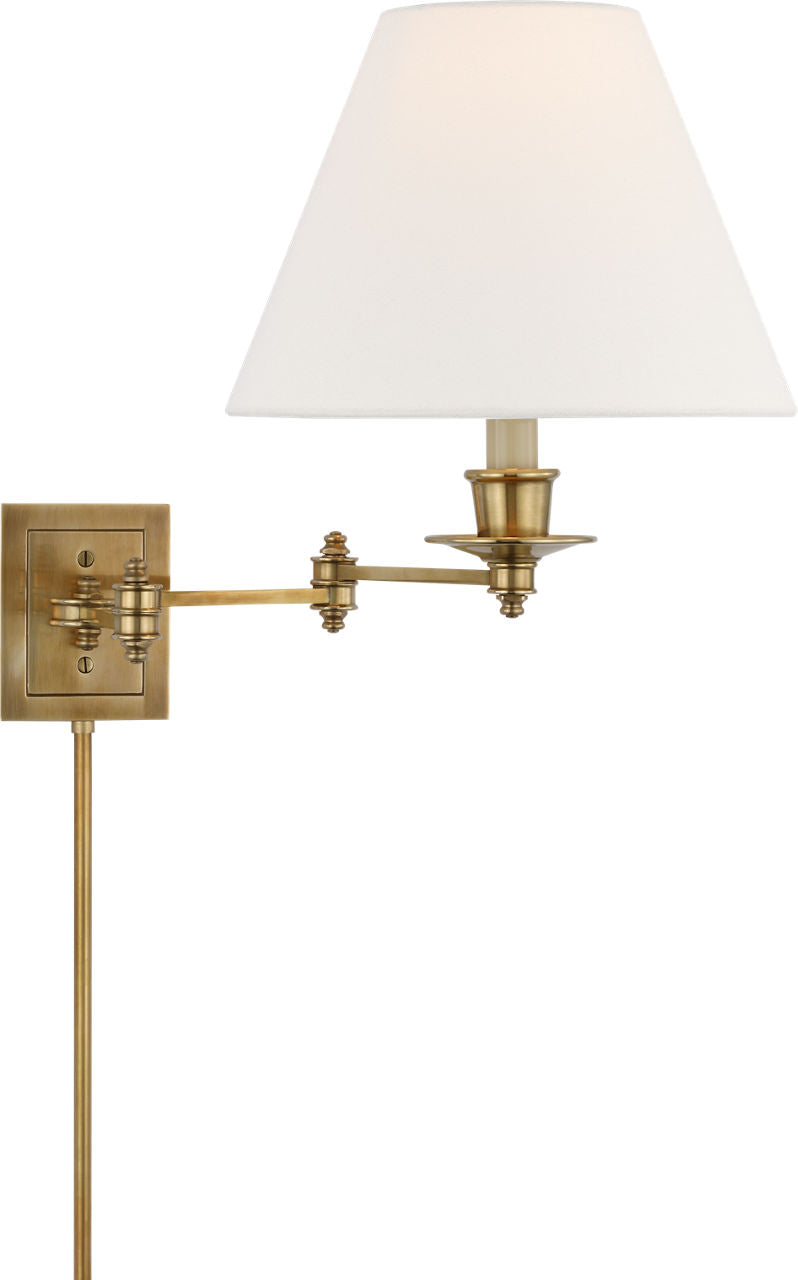 Triple Swing Arm Wall Lamp | Hand-Rubbed Antique Brass | Linen Shade
