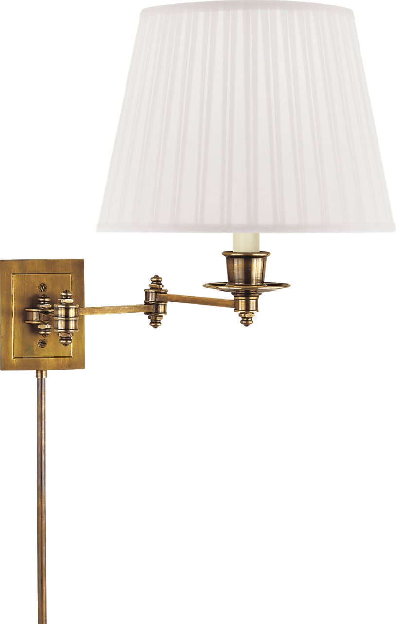 Triple Swing Arm Wall Lamp | Hand-Rubbed Antique Brass | Silk Shade