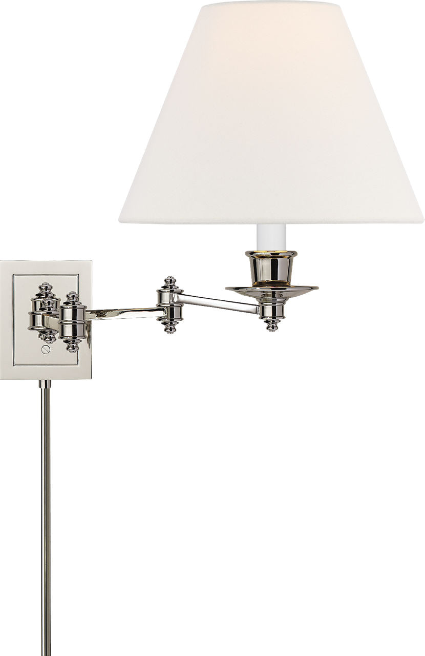 Triple Swing Arm Wall Lamp | Polished Nickel | Linen Shade