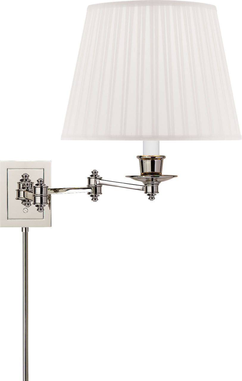 Triple Swing Arm Wall Lamp | Polished Nickel | Silk Shade
