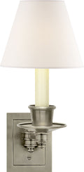 Single Swing Arm Sconce | Antique Nickel | Linen Shade