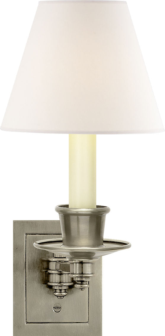 Single Swing Arm Sconce | Antique Nickel | Linen Shade 2