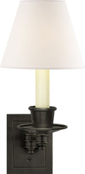 Single Swing Arm Sconce | Bronze | Linen Shade