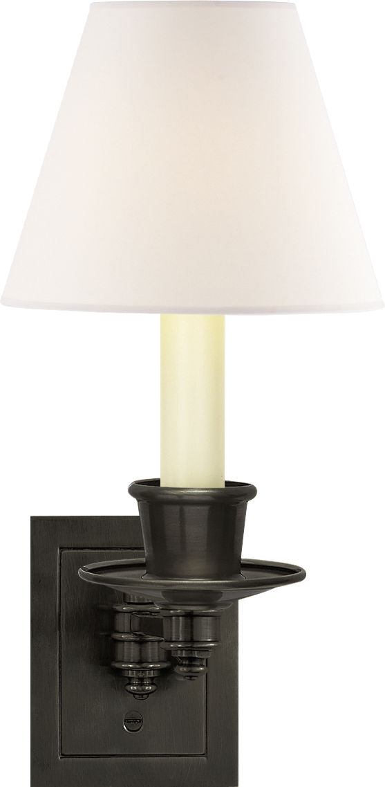 Single Swing Arm Sconce | Bronze | Linen Shade