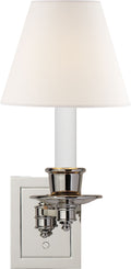 Single Swing Arm Sconce | Polished Nickel | Linen Shade