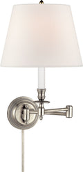 Candlestick Swing Arm | Antique Nickel | Linen Shade