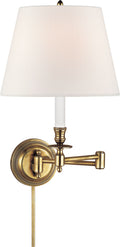 Candlestick Swing Arm | Hand-Rubbed Antique Brass | Linen Shade