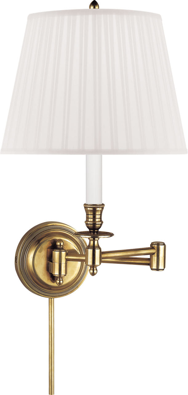 Candlestick Swing Arm | Hand-Rubbed Antique Brass | Silk Shade