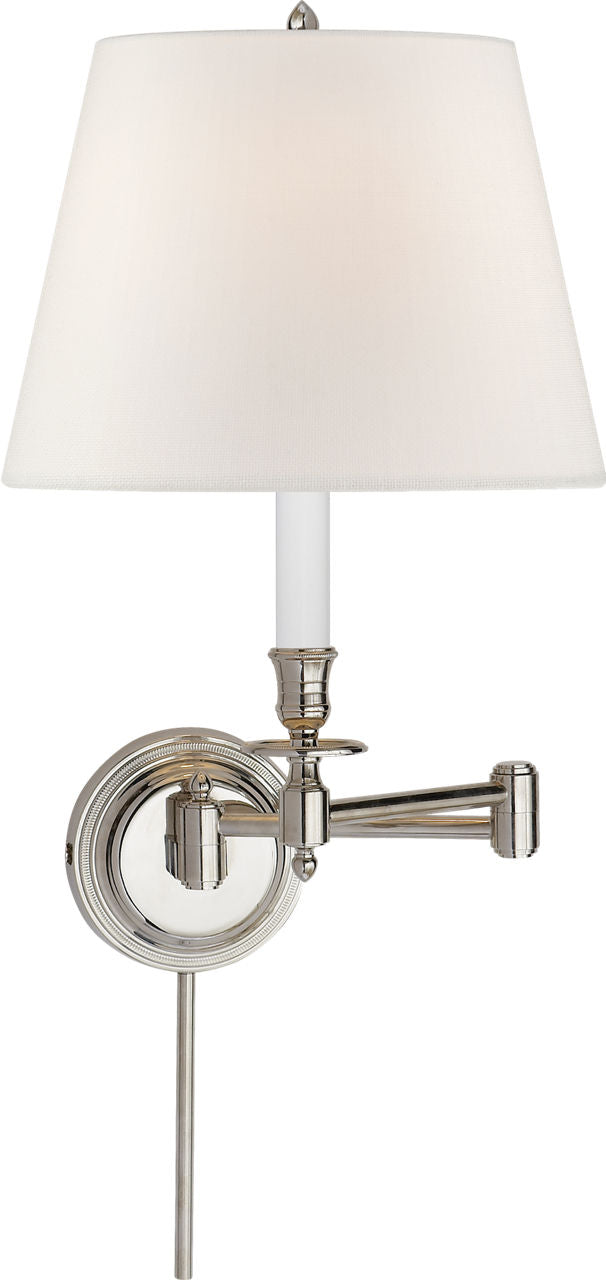 Candlestick Swing Arm | Polished Nickel | Linen Shade