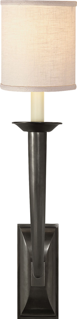 French Deco Horn Sconce | Bronze | Linen Shade