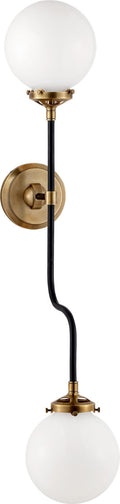 Bistro Double Wall Sconce | Hand-Rubbed Antique Brass | White Glass