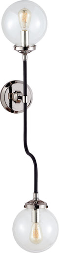 Bistro Double Wall Sconce | Polished Nickel | Clear Glass
