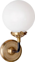 Bistro Single Light Sconce | Hand-Rubbed Antique Brass and Black | White Glass